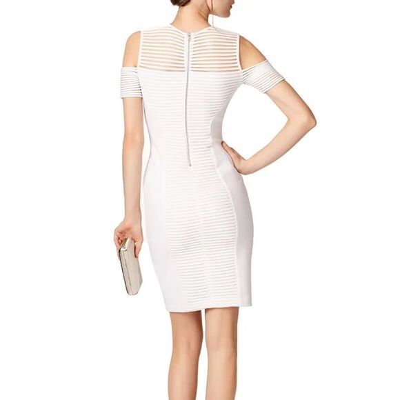 Yigal Azrouel White Sheath Cold Shoulder Dress. Size 0. - Picture 2 of 9